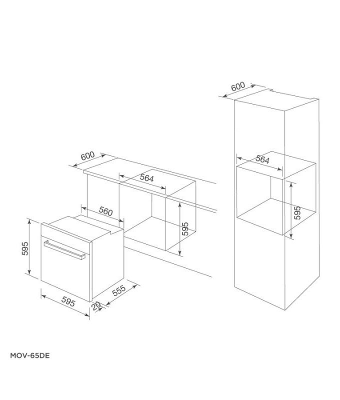 Lò nướng âm tủ 65L Malloca MOV-65DE 3 Thiết kế của Lò nướng Malloca MOV 65DE