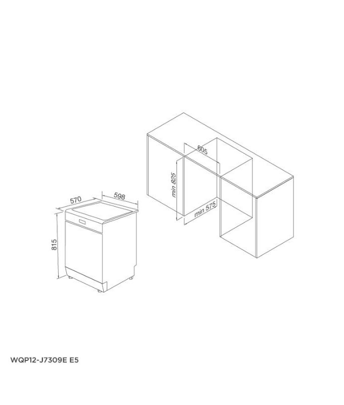 Thiết kế của Máy rửa bát âm tủ Malloca WQP12-J7309E E5