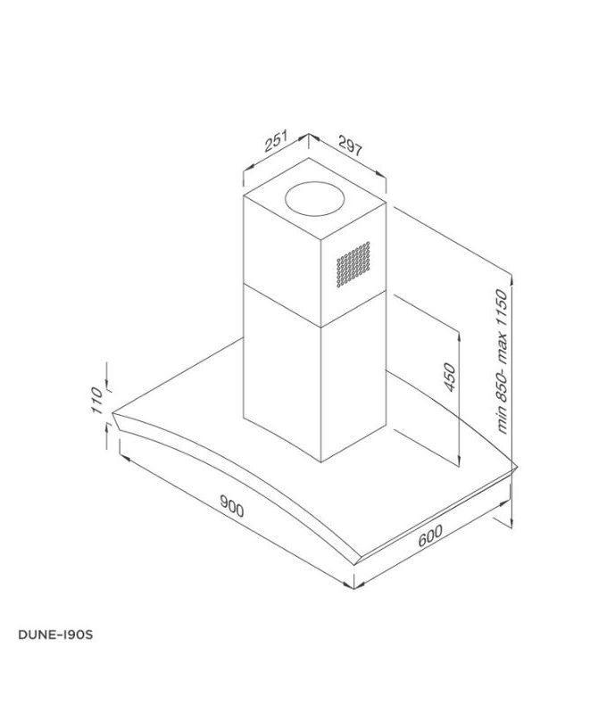 Thiết kế của Máy hút mùi Malloca Luxury DUNE-I90S