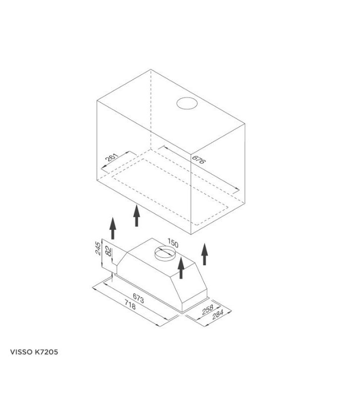 Thiết kế của Máy hút mùi Malloca âm tủ VISSO K7205