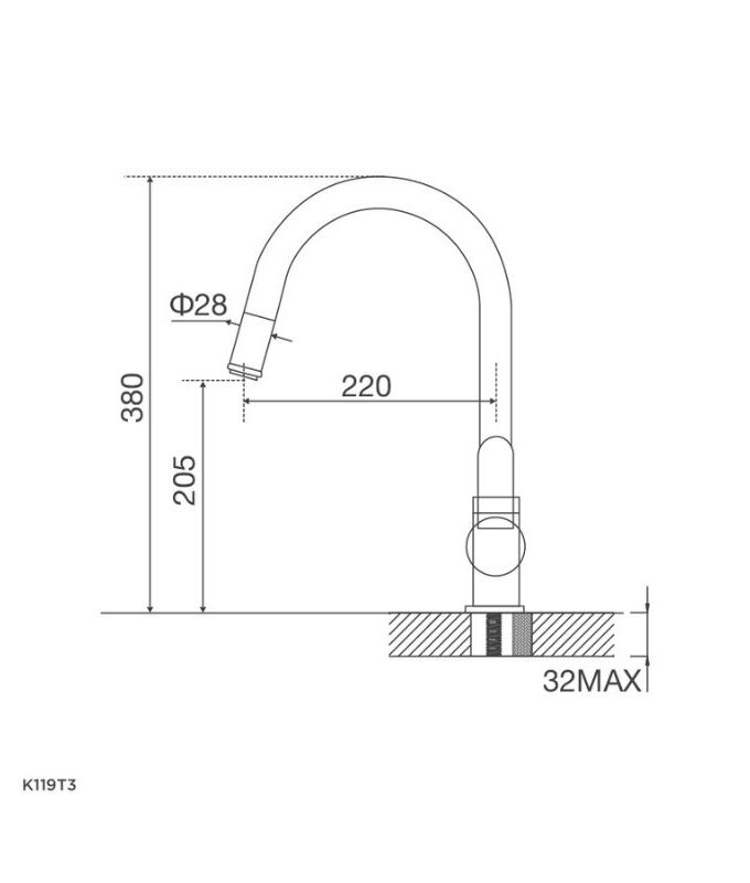 Thiết kế của Vòi rửa bát Malloca K119T3