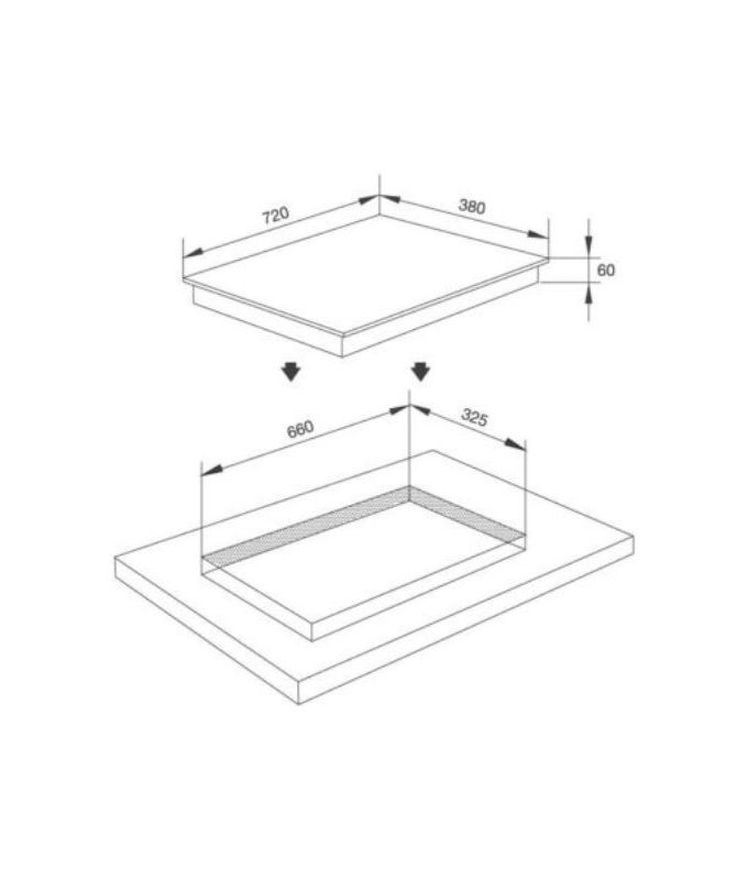 kích thước của Bếp từ Malloca MH-02I PG