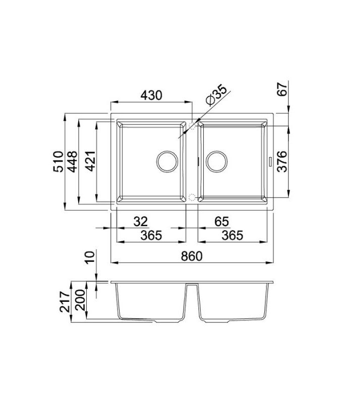 Chậu rửa bát đá 2 hố Malloca BIANCO G-45062 3 Thiết kế của Chậu rửa bát Malloca BIANCO G-45062
