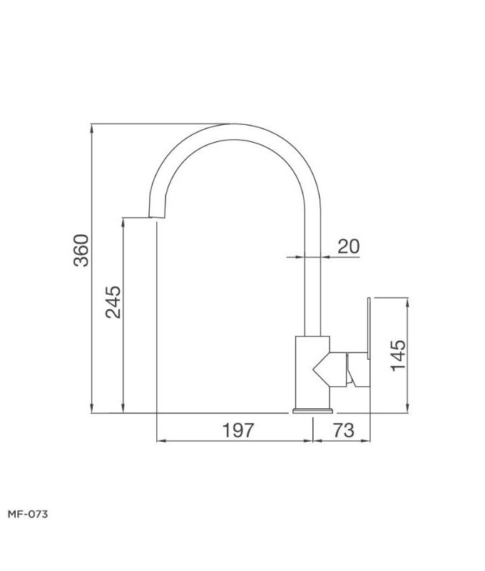 kích thước của Vòi rửa bát Malloca MF-073
