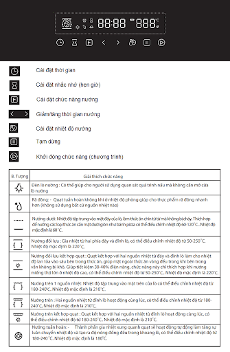Bảng điều khiển lò nướng âm tủ Malloca MOV-659TC Bảng điều khiển lò nướng âm tủ Malloca MOV-659TC