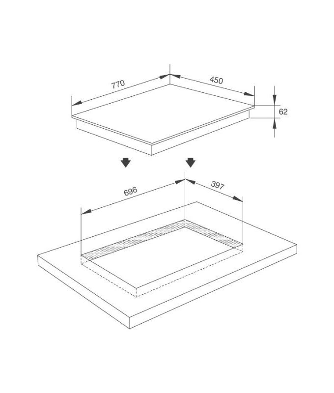 Bếp từ kết hợp hồng ngoại Malloca MIR 772 3 kích thước của Bếp từ kết hợp hồng ngoại Malloca MIR 772