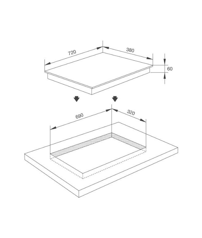 Bếp từ kết hợp hồng ngoại Malloca MH-02IR LB 3 kích thước của Bếp từ kết hợp hồng ngoại Malloca MH-02IR LB
