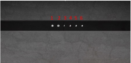 Máy hút mùi áp tường Malloca VITA V-13 GRES 6 Bảng điều khiển máy hút mùi áp tường Malloca VITA V-13 GRES