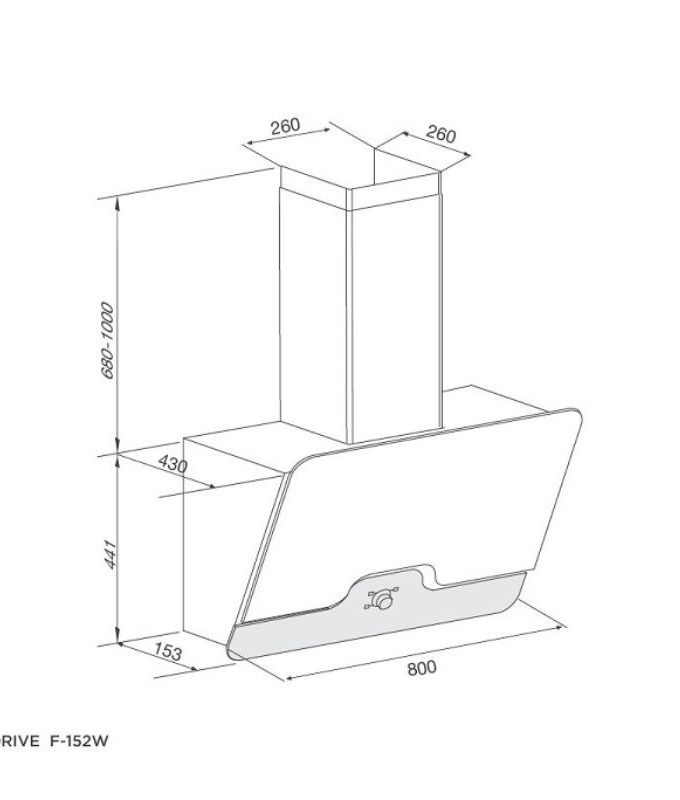 Máy hút mùi áp tường Malloca DRIVE F-152W 5 kích thước của Máy hút mùi Malloca DRIVE F-152W