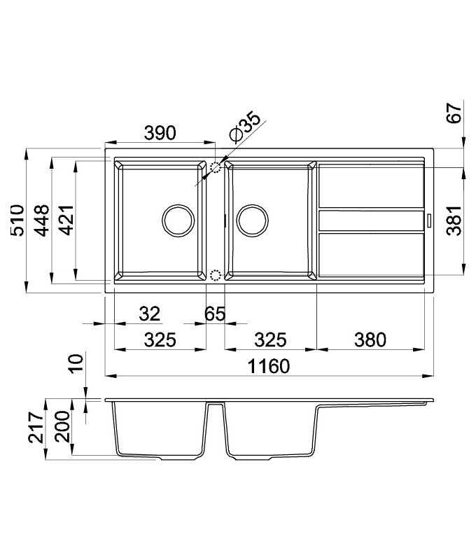 Chậu rửa bát đá 2 hố Malloca NERO K-50040 3 thông số kỹ thuật của Chậu rửa bát Malloca NERO K-50040