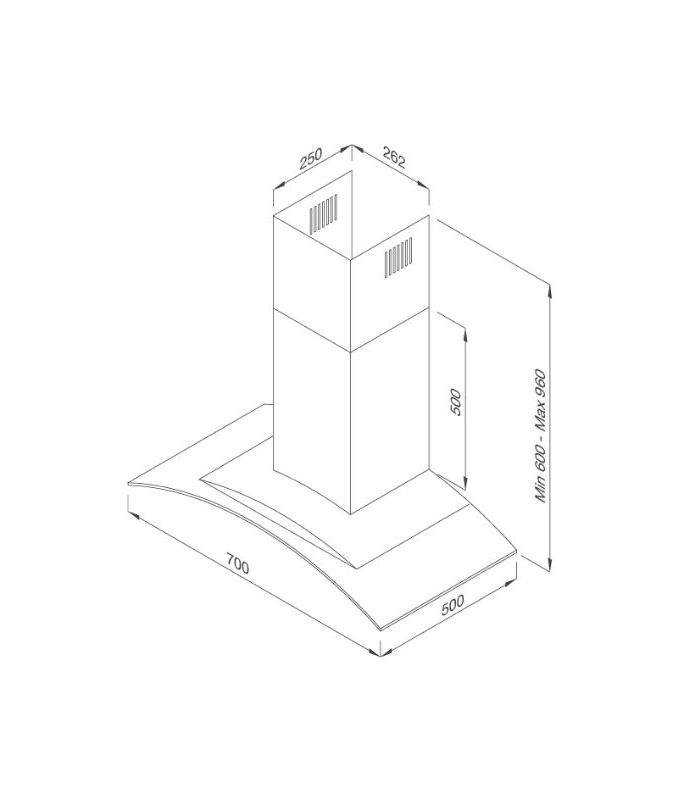Máy hút mùi Malloca Gama K3155.7 3 kích thước của Máy hút mùi Malloca Gama K3155.7