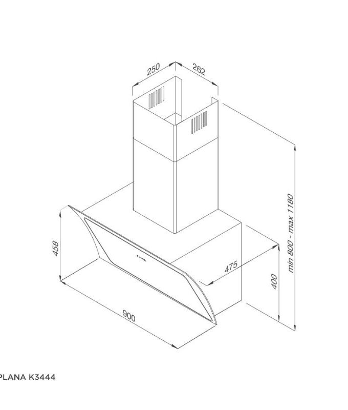 kích thước của Máy hút mùi Malloca Plana K3444