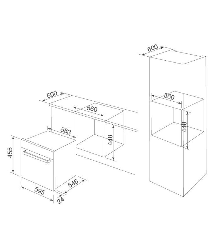 kích thước của Lò nướng âm tủ Malloca MOV-40CP