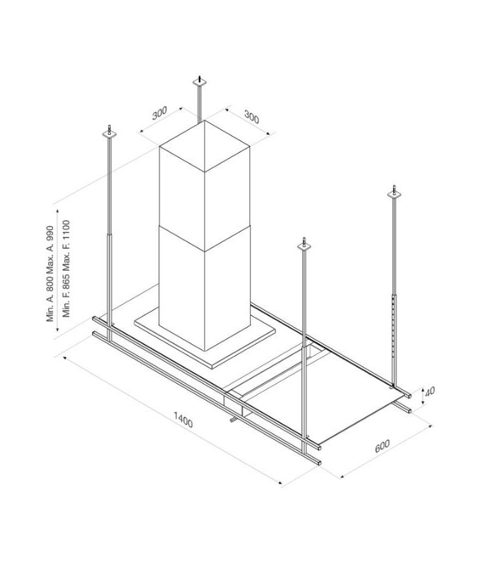 Máy hút mùi đảo Malloca INDUST K140B 3 Thiết kế của Máy hút mùi Malloca INDUST K140B