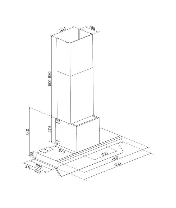 Máy hút mùi âm tủ Malloca Space MH 900SP 3 Thiết kế của Máy hút mùi Malloca Space MH 900SP