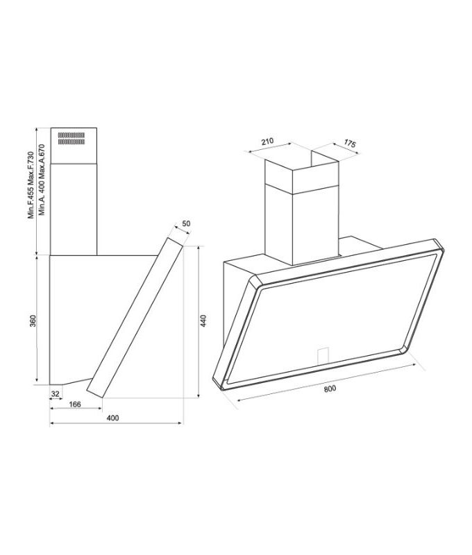 Máy hút mùi áp tường Malloca TIME K-153MB 3 Thiết kế của Máy hút mùi Malloca TIME K-153MB