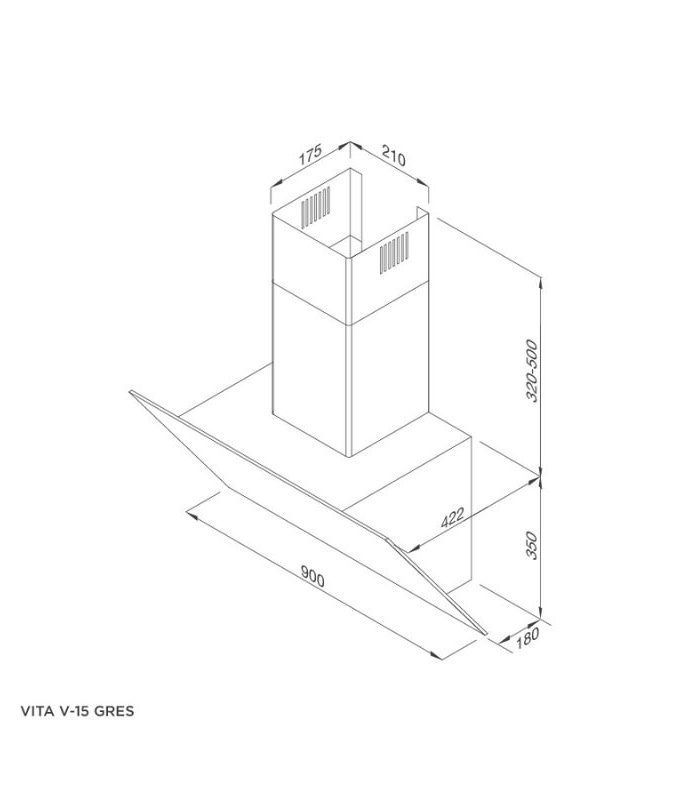 Máy hút mùi áp tường Malloca VITA V-15 GRES 3 Thiết kế của Máy hút mùi Malloca VITA V-15 GRES