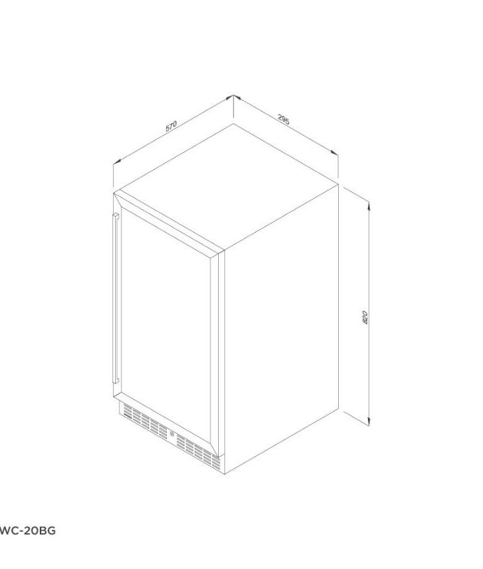 Kích thước của Tủ bảo quản rượu vang âm tủ/độc lập Malloca MWC-20BG