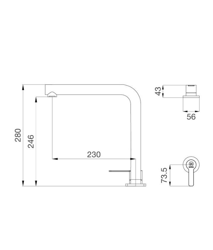 Kích thước vòi rửa bát Malloca K501B