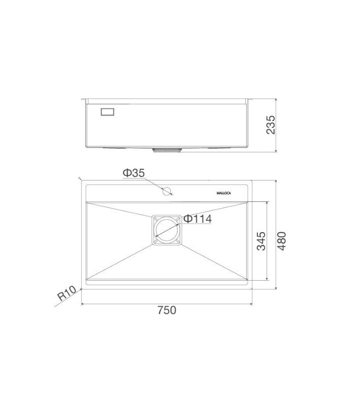 Kích thước của Chậu rửa bát Malloca MS 6302 ST
