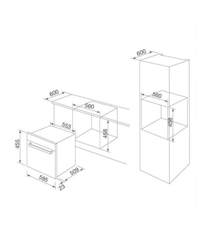 Kích thước lò hấp âm tủ Malloca MST-48CP