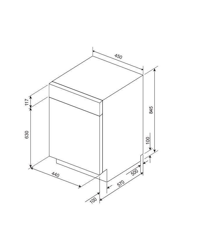 Kích thước máy rửa bát Malloca MDW10-BS08FS