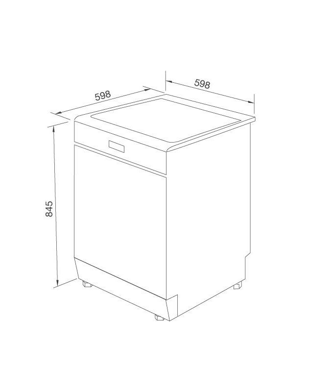 Kích thước máy rửa bát Malloca MDW14-S10TFT