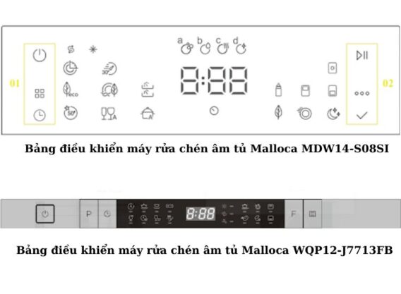 Mẫu bảng điều khiển máy rửa chén âm tủ Malloca 