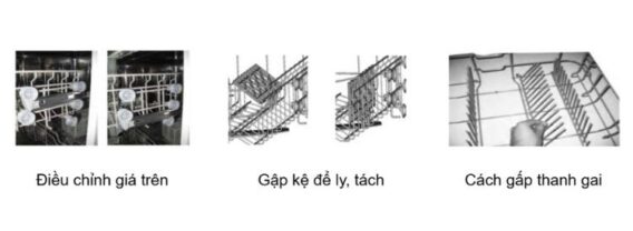 Lắp giá kệ vào máy rửa chén