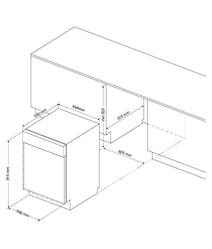 Kích thước Máy rửa chén âm tủ hoàn toàn MDW14-7713AD