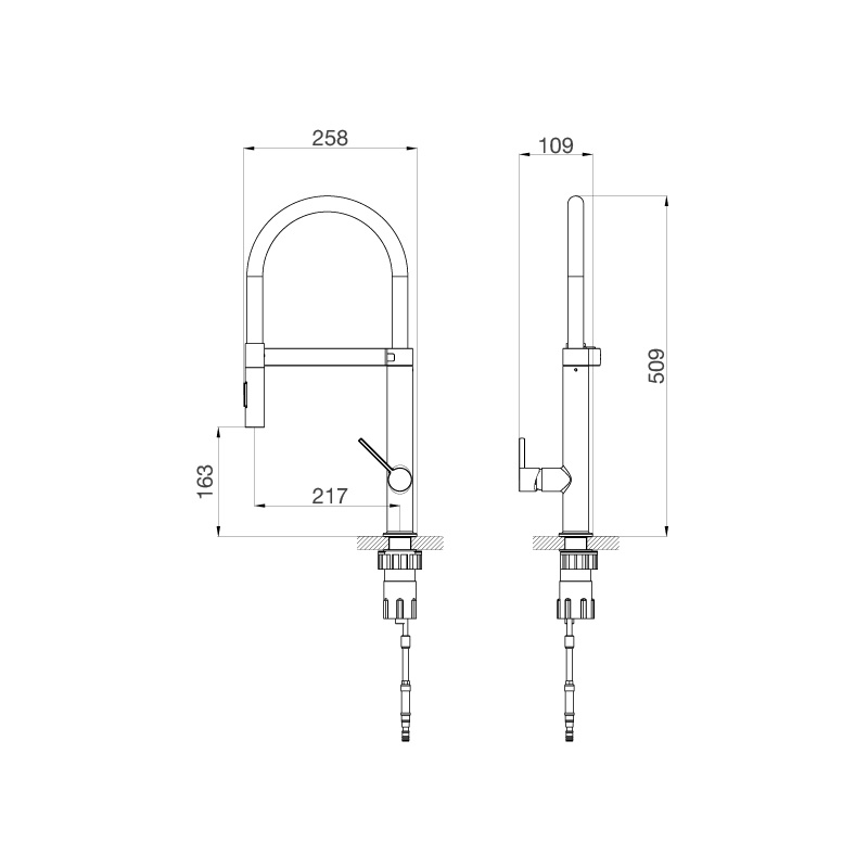 Kích thước Vòi rửa chén K586SBS Kích thước Vòi rửa chén K586SBS